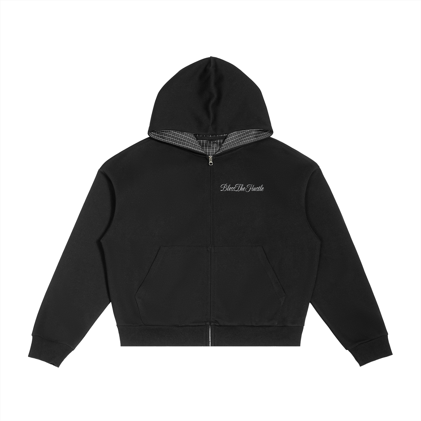 BlessTheHustle Contrast Plaid Boxy zip up