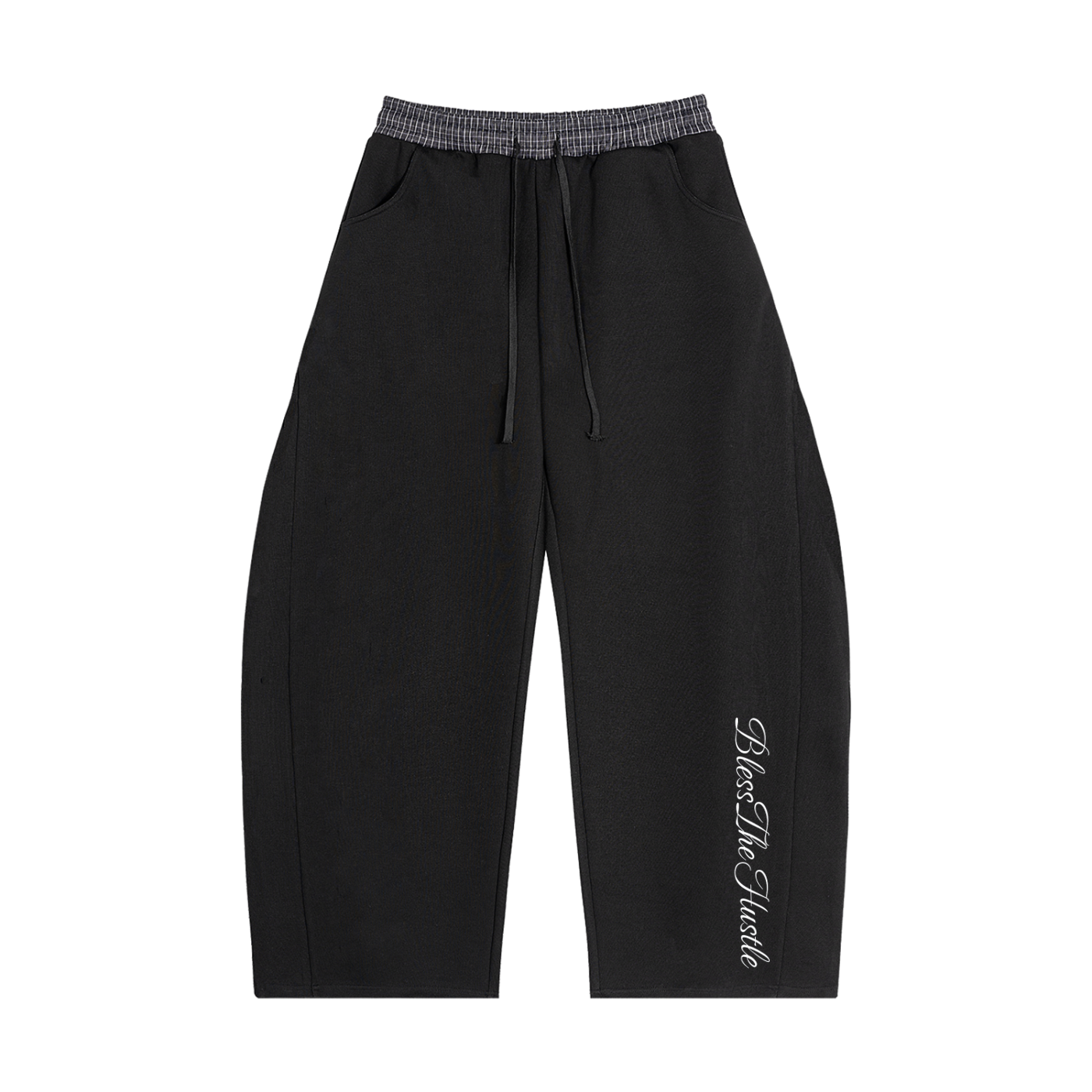 BlessTheHustle Plaid Waistband baggy Sweatpants